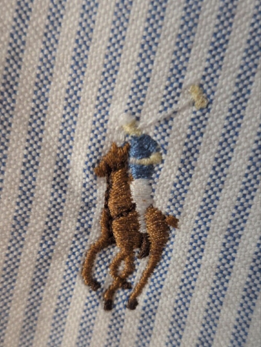 Ralph Lauren Blue & White Narrow Stripe Button-Down Shirt, Size Large - Picture 4 of 14